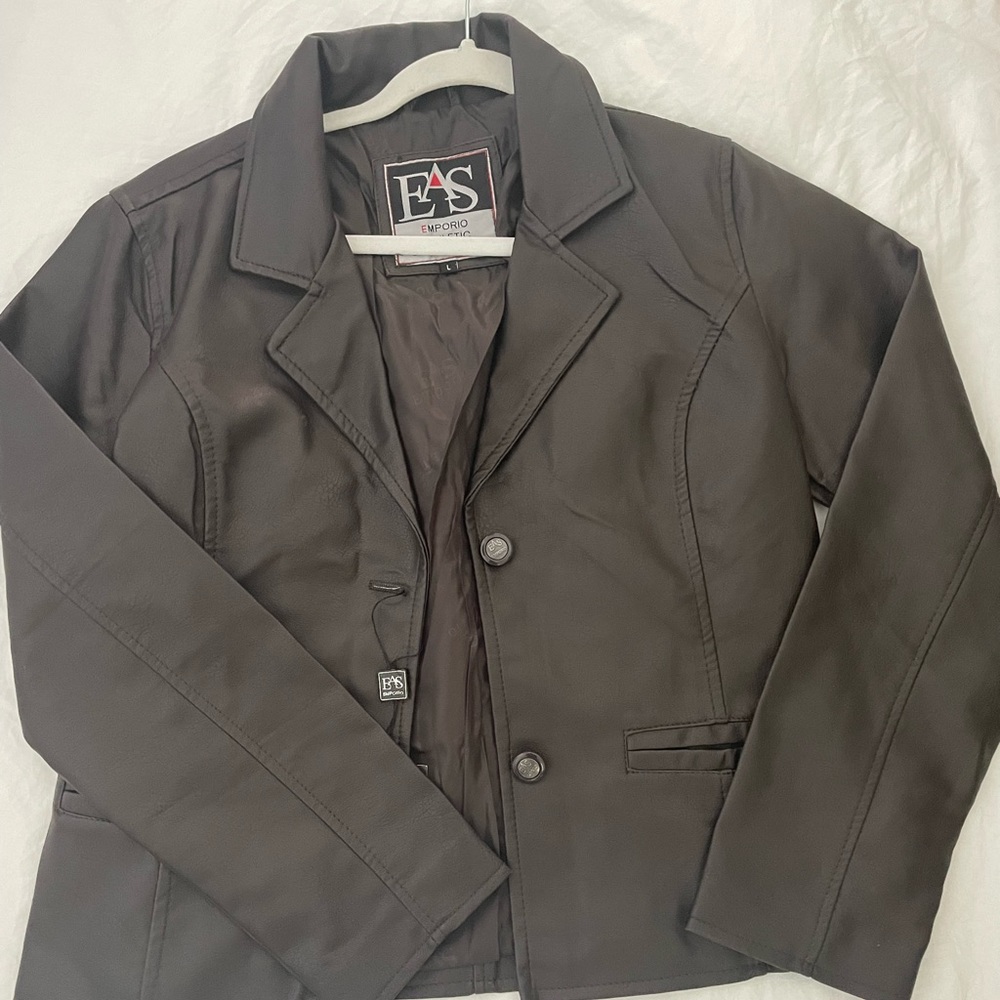 brown leather jacket